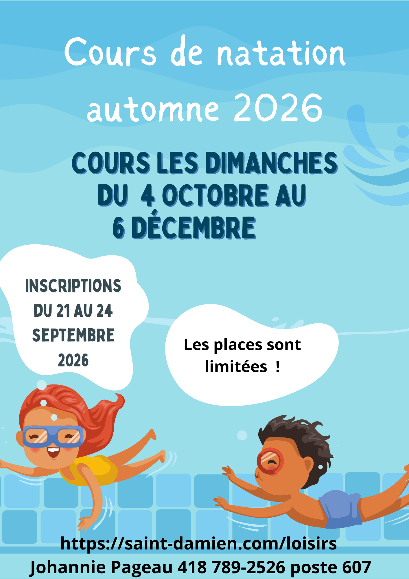 Blue and White Illustrative Swimming Course Poster (7)